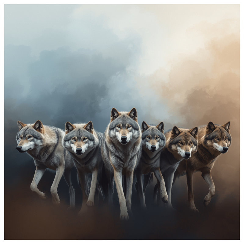 Housses de couette Wolf Pack In Fog, Grand lit