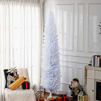 Arbre de Noël mince 6 pi avec 390 pointes et support en plastique, blanc