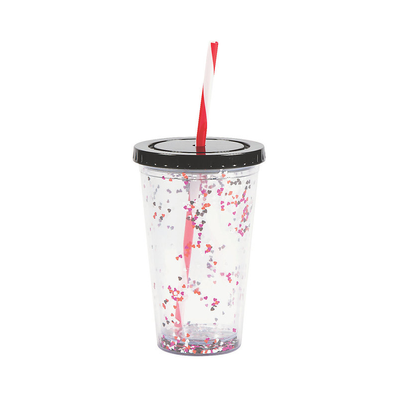 Bac 12 Piece Disposable Paper Plastic Valentine's Day Cups Disposable Party Supplies for Guests