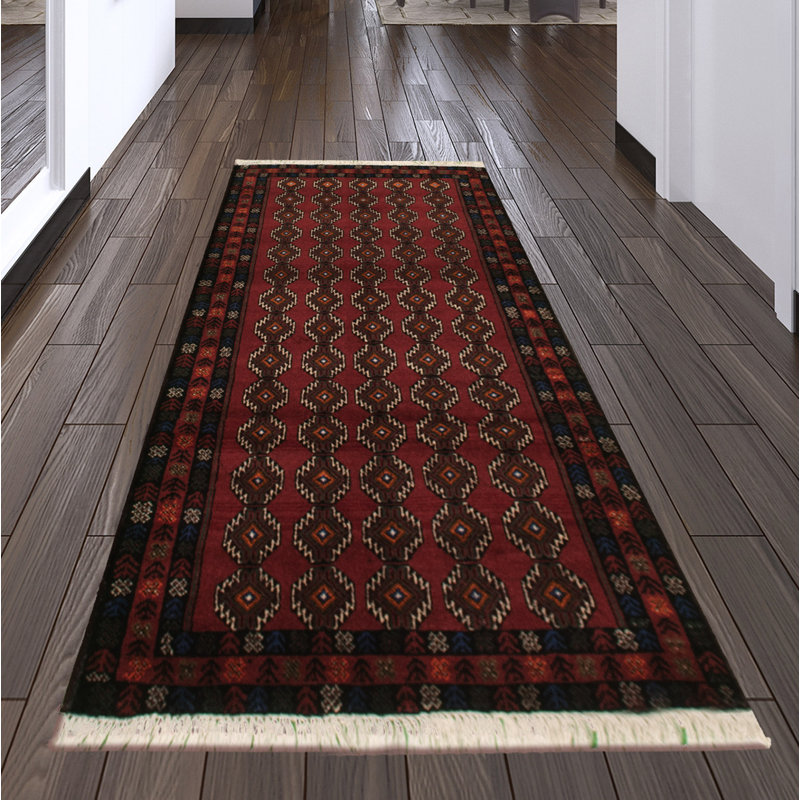 One-of-a-Kind 3'3" x 6' 1980s Rectangle Wool Area Rug in Brown and Red