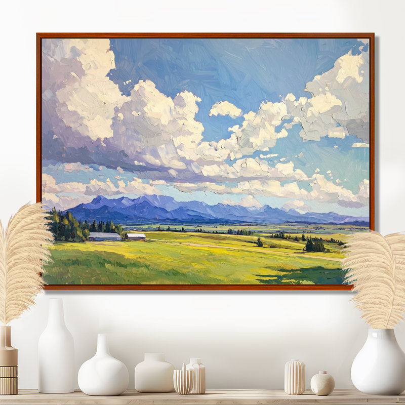 «Big Sky Horizon Meadows II», art mural Montana, H 12 po x l 20 po, Impression dans un cadre flottant sans passe-parto, Brun