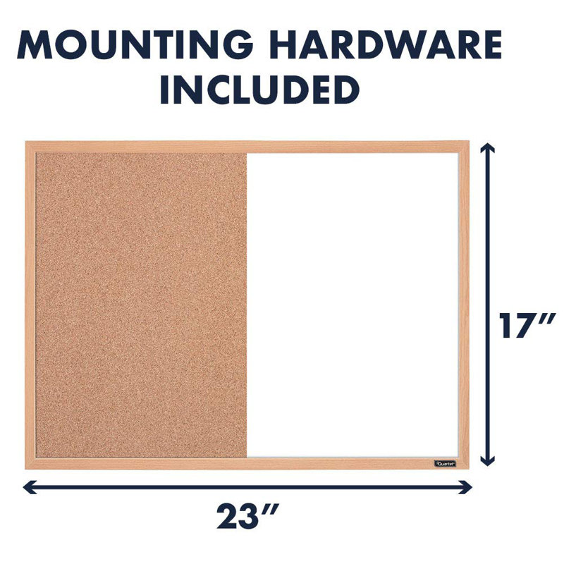 Oak Finish 17" x 23" Dry-Erase and Cork Combination Board