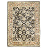 Hand Knotted Wool Area Rug in Black And Rust