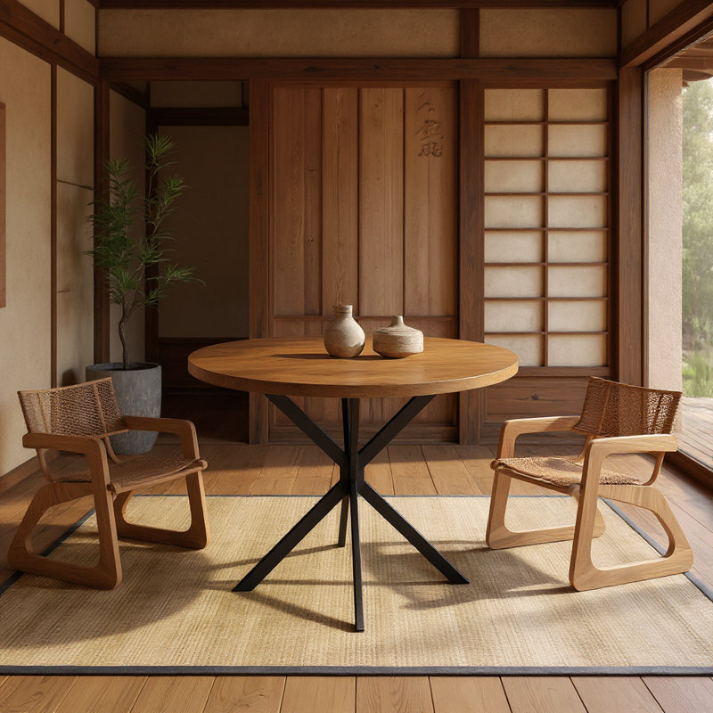 Adileny Round Metal Base Dining Table
