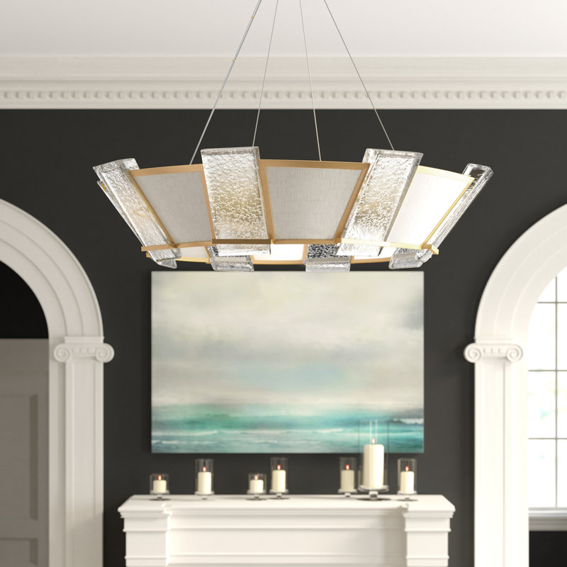 Crownstone 16 - Light Chandelier, Silver, Fabric