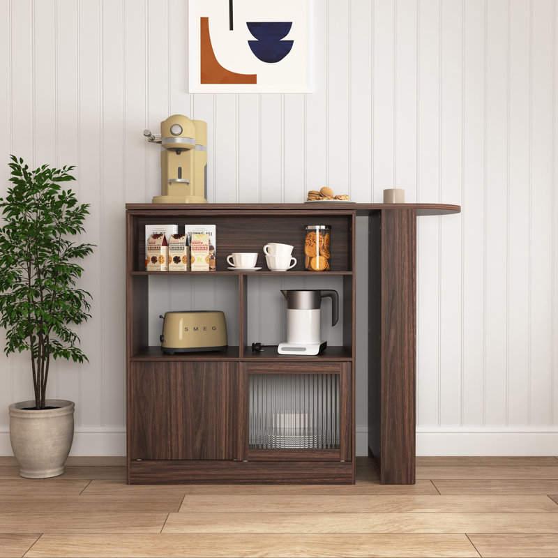 Bar moderne avec plateau tournant et 2 portes en verre nervuré