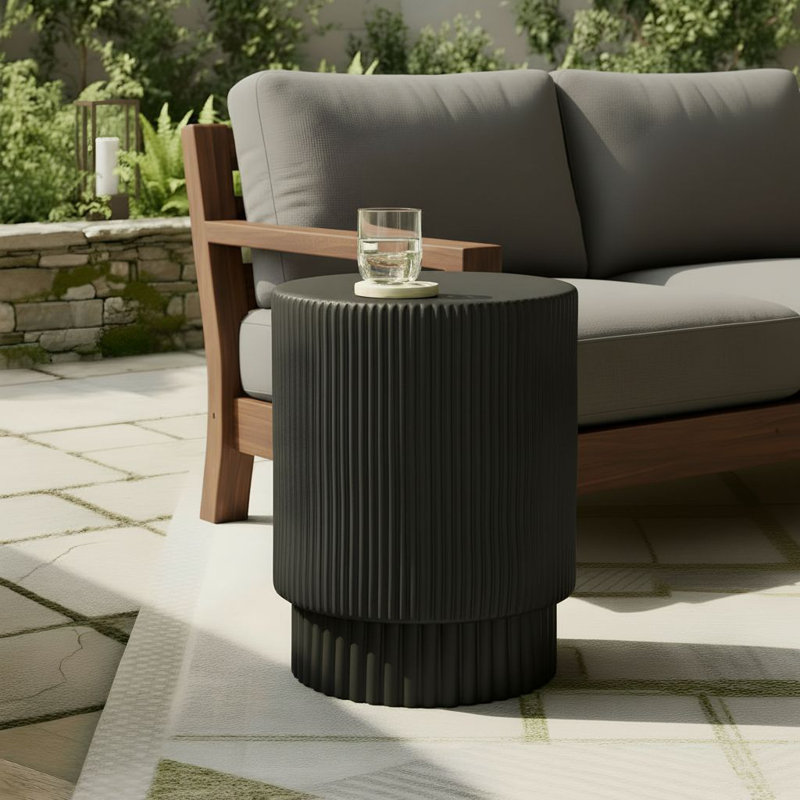 Gata Kody Modern Minimalist Outdoor MGO Side Table, Black