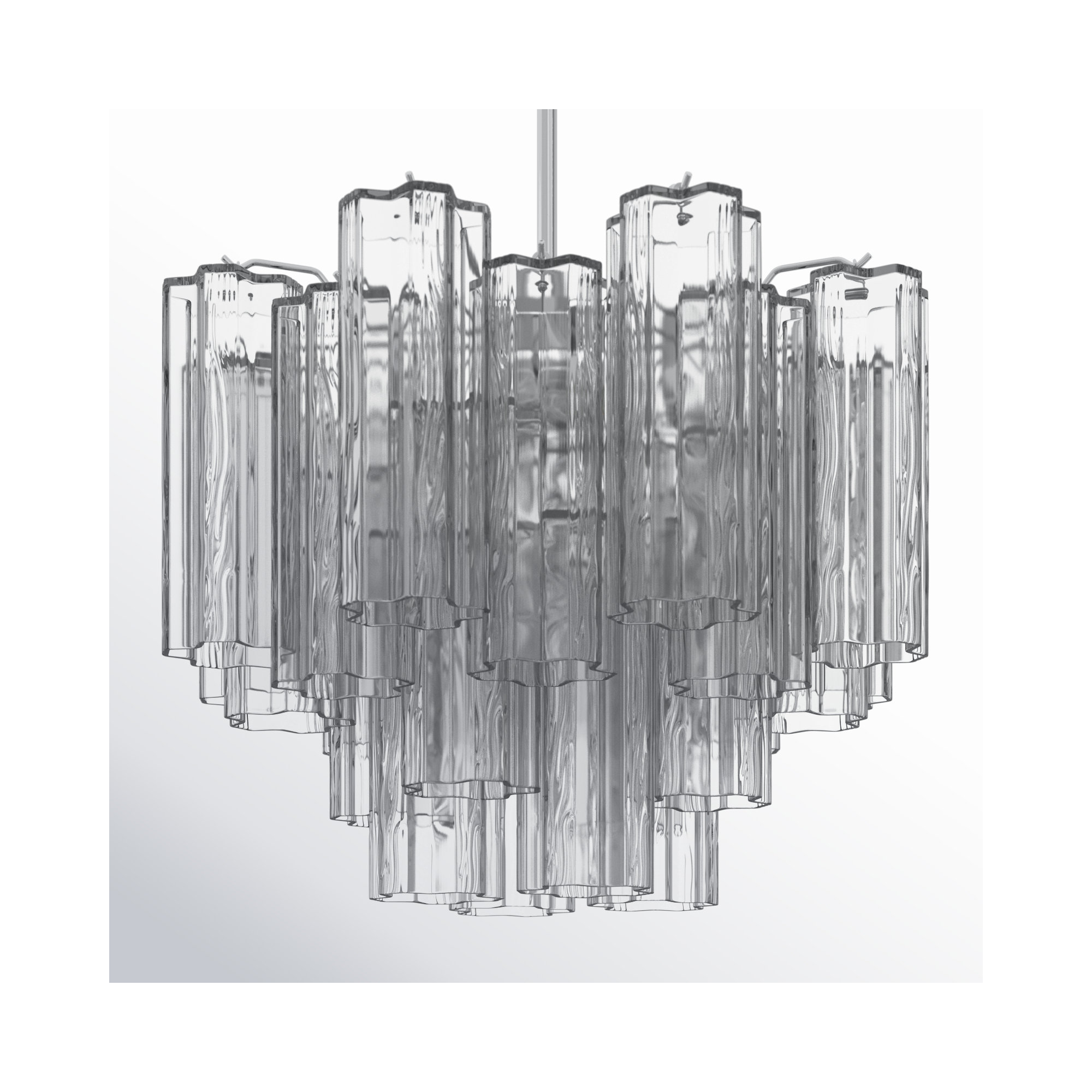 Arras Dimmable Tiered Chandelier, Black, Polished Chrome, 13.75" H x 17.75" W x 17.75" D