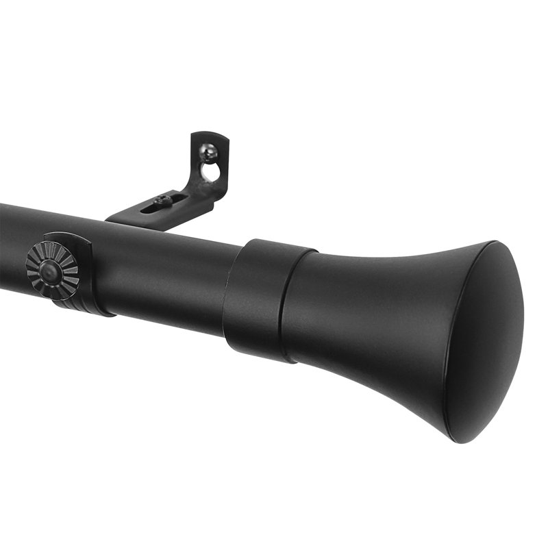Tringle à rideaux simple Hetrick, H 3,25 po x (l 24 po à 48 po) x P 2,25 po, Noir Aaron (100 % acier)