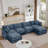 130.7" U-Shaped Modular Sectional Sofa, Chenille Fabric with Ottoman - Blue-1119784318