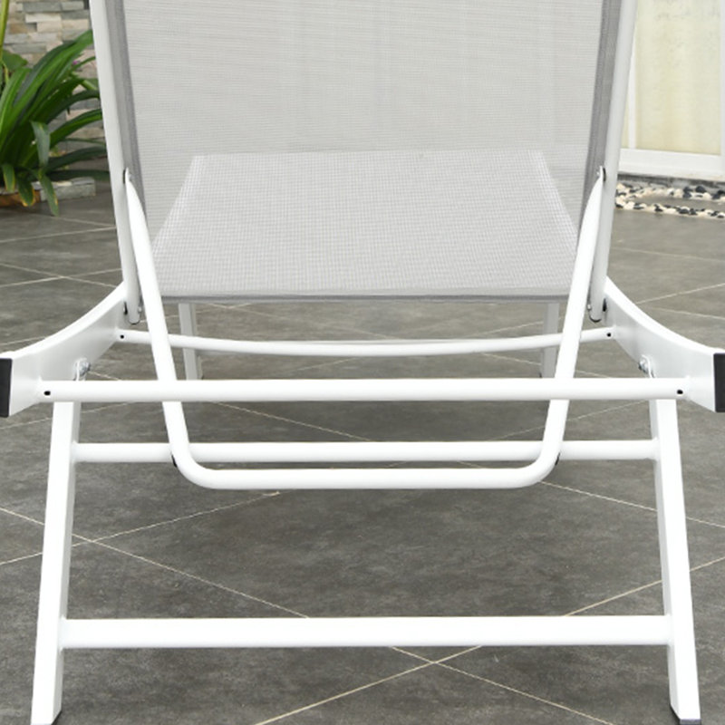 Chaise longue ergonomique en tissu Krishona, Blanc