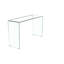 Console en verre, console en verre trempé transparent avec bureaux à bords arrondis, table de canapé