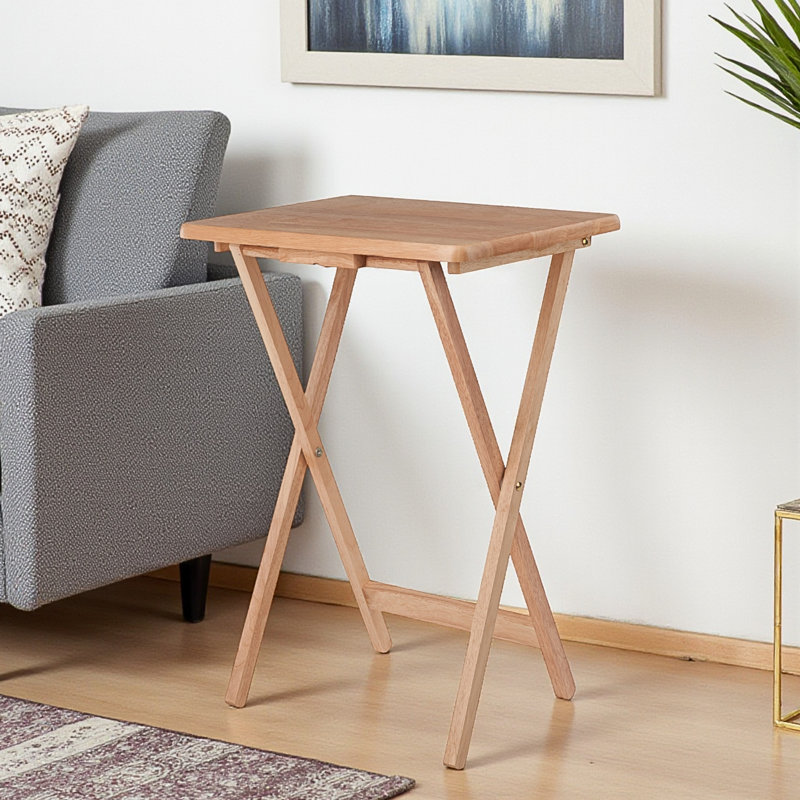 Ensemble de 2 tables pliantes Ilsefriede au fini naturel, H 25,93 po x L 18,91 po x P 14,41 po, Marron clair