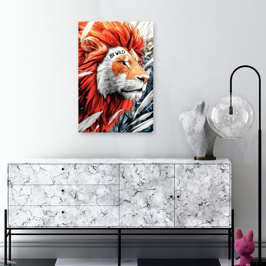 Fiery Wild Lion Contemporary Wall Art Print
