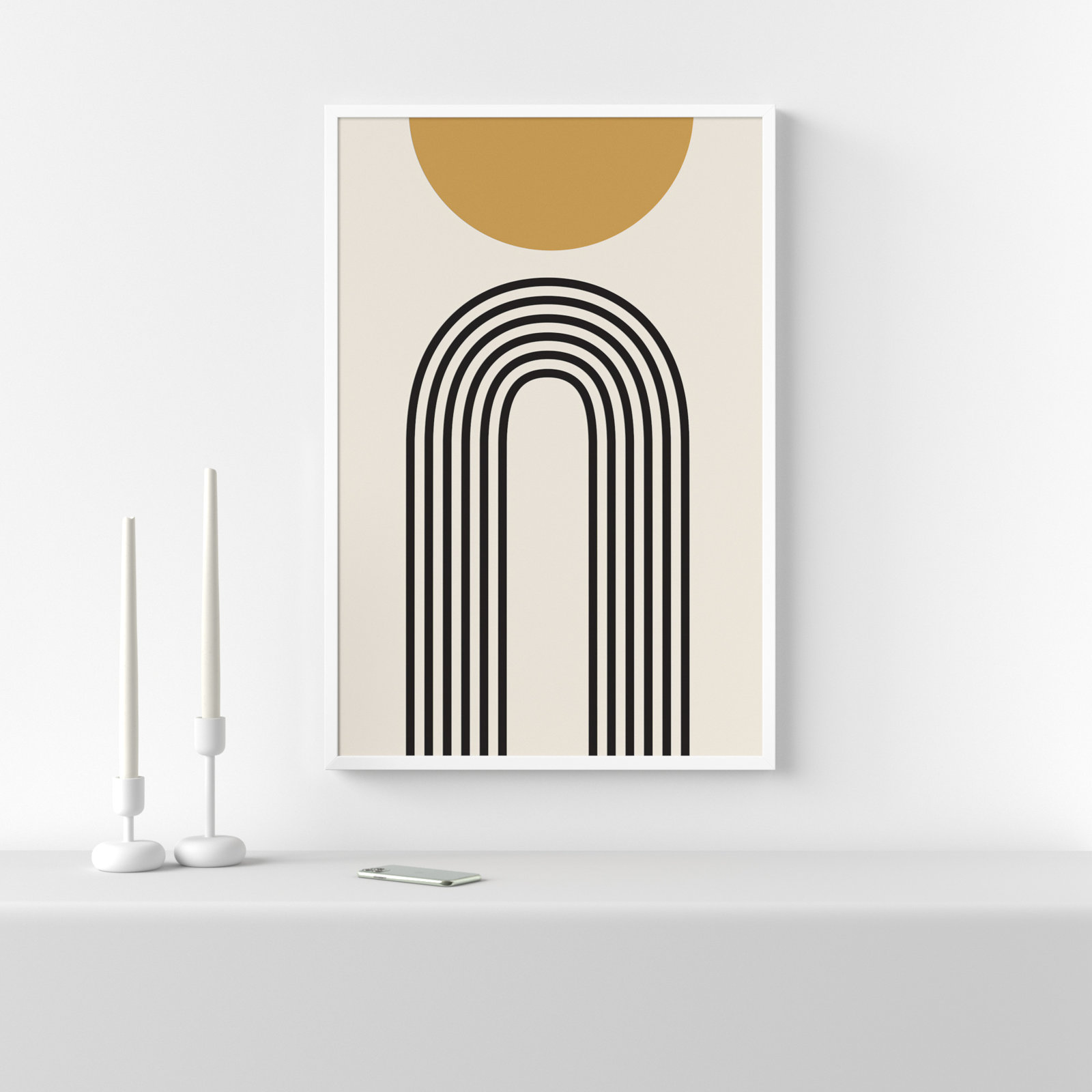 Retro Mountain Sunrise by The Creative Bunch Studio, Black, 34.25" H x 23.25" W x 0.88" D