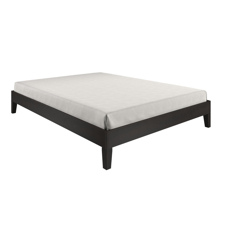 Antolic Solid Wood Platform Bed, Black, Queen