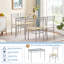 TC 5Pcs Dining Table Set with 4 Placemats, Metal Glass Table and 4 Chairs Kitchen Breakfast Home