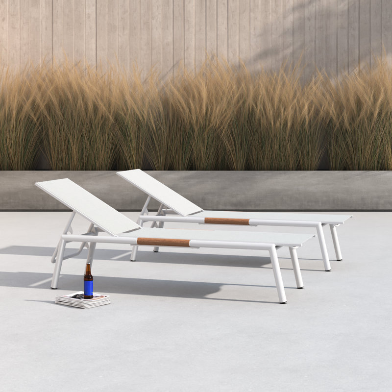 Stokes 25'' Outdoor Powder Coated Aluminum Chaise Lounge