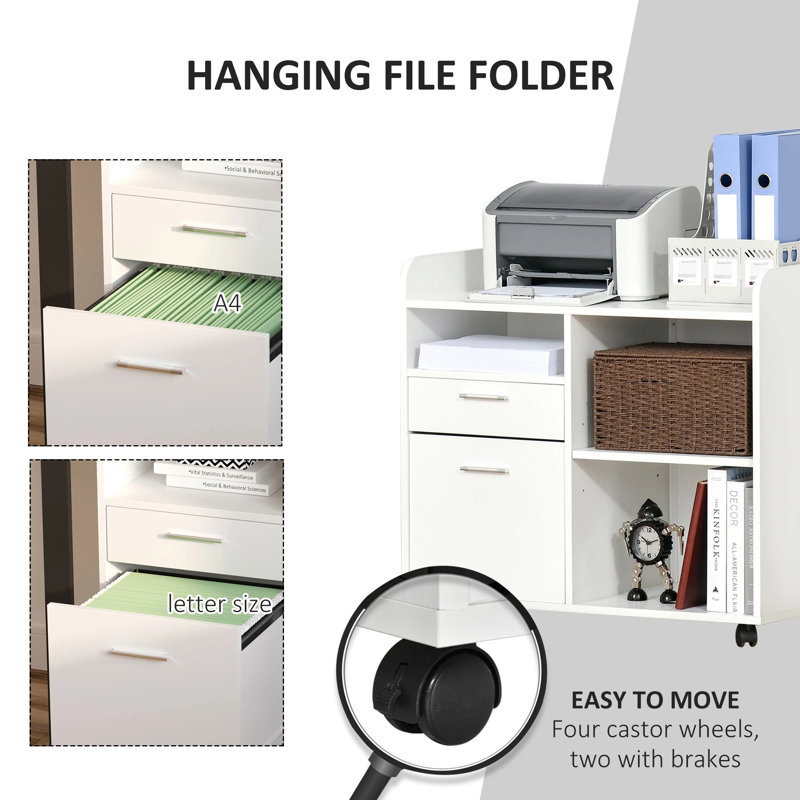 Zendeya 31.5'' Wide 2 -Drawer Mobile File Cabinet, White