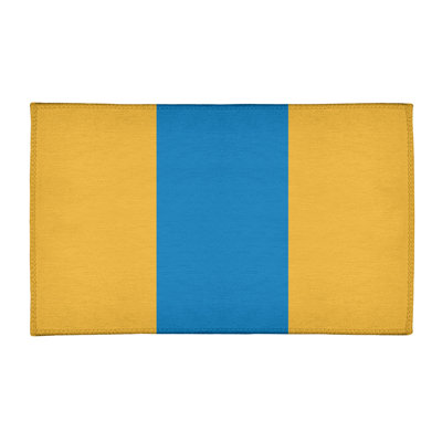 Tapis jaune/bleu rayé