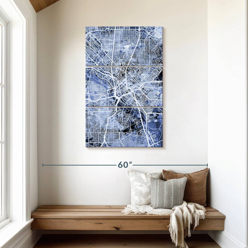 Aliaz Dallas Texas City Map III, 45" H x 28" W