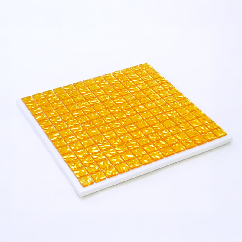 Altin 0.8" x 0.8" Glass Grid Mosaic Wall & Floor Tile, Gold