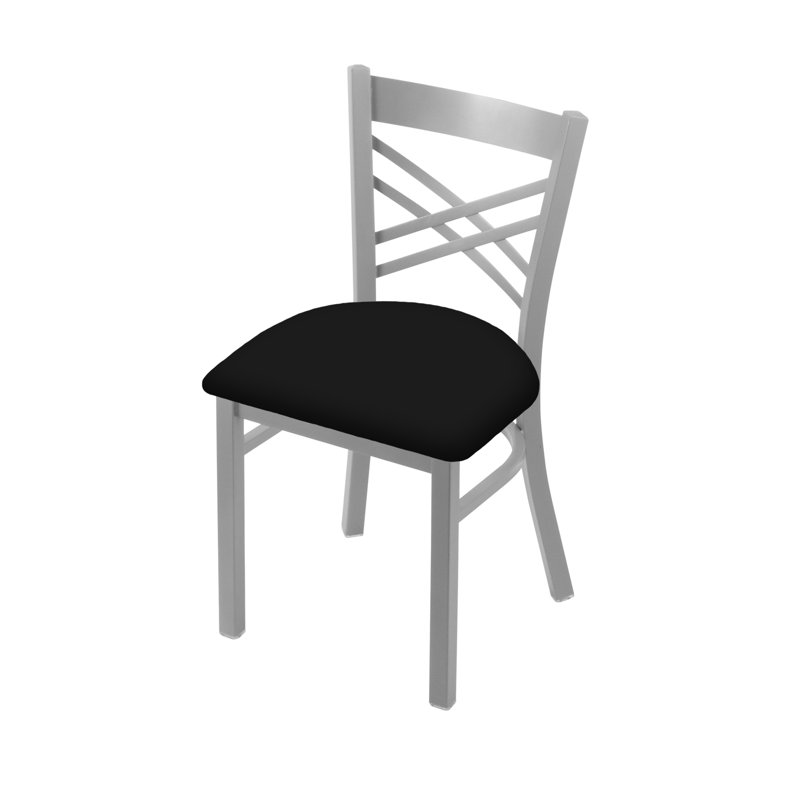 Catalina 18'' H Upholstered Metal Side Chair, Anodized Nickel, Vinyl-Black Vinyl