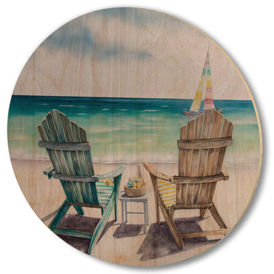 «Relax At The Beach III» - Art mural en bois de plage - Bois de pin naturel