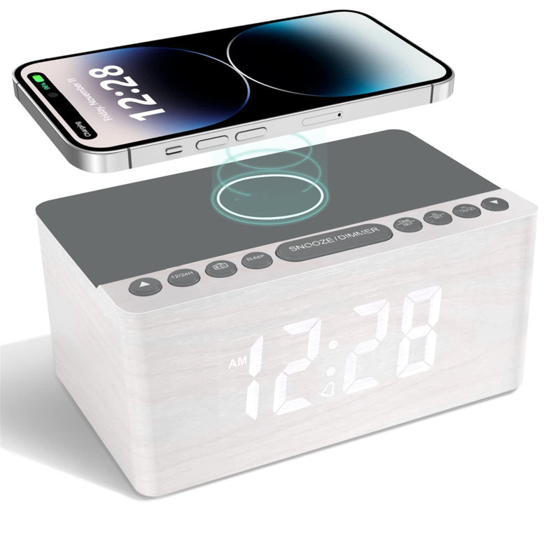 Digital Electric Alarm Tabletop Clock, White