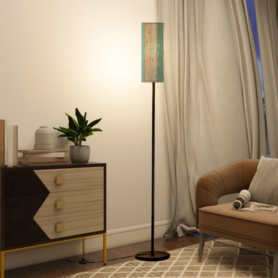  Lampe sur pied de 68,5 po sur pied en bois vieilli avec ampoule DEL en métal à intensité variable