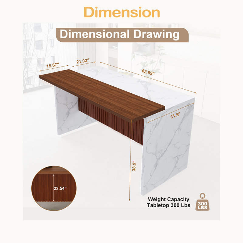 Îlot de cuisine 63 po avec surface, lumières DEL et grille de 63 po pour salle à manger, Blanc