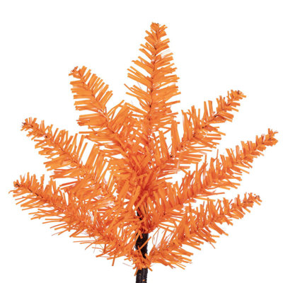 Arbre de Noël artificiel orange non éclairé 2 pi x 20 po avec 84 pointes en PVC et support d'arbre en plastique