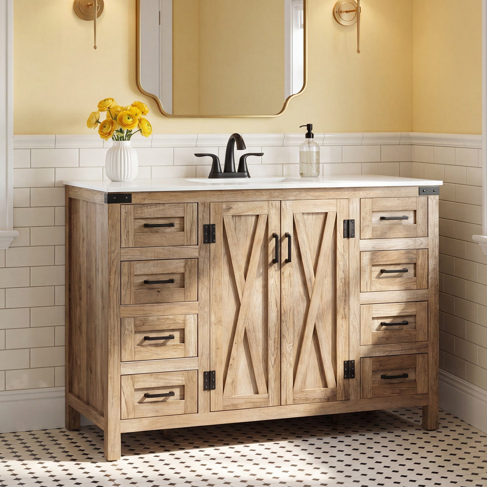 Slayton 48'' Single Bathroom Vanity, Natural Oak