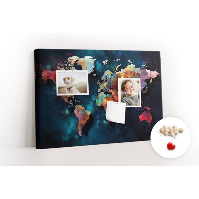 Wall Mounted cork board with print wall art notice boards decorative bulletin board ideas Abstract world map