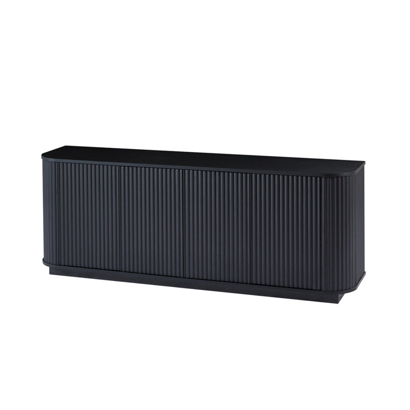 Ebern Designs 64" Vertical-Striped 4-Door Sideboard, Black