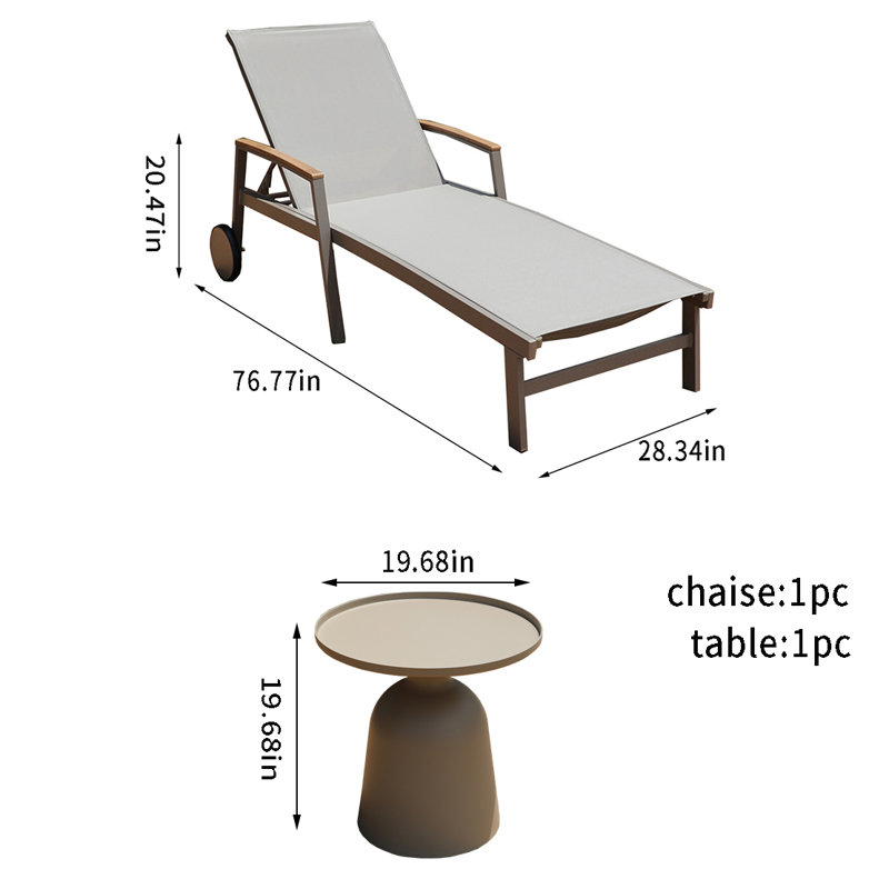 Outdoor Chaise Lounge Set with Table