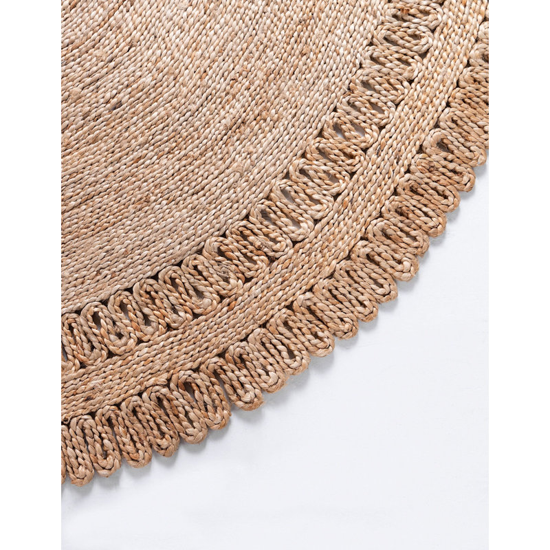 Tapis rond en jute / sisal châtaignier tressé à la main Schellsburg, Rond 5 pi