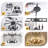 6-Light Black Glass Chandeliers 22.4 inch Drum Modern Chandelier Light Fixture Water Ripple Glass Chandeliers for Living Room, Dining Room, Bedroom, Kitchen, No Bulbs Included