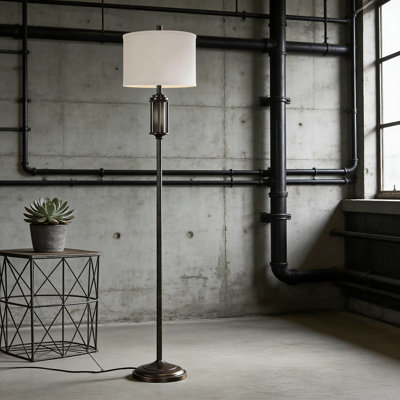 Farmhouse Floor Lamp With Dual Light Sources And Nightlight, Vintage Tall Standing Lamp For Living Room, Bedroom, Or Office Corner, Includes Bulbs