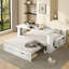 Lit de jour double avec bureau amovible, tiroirs de rangement et table d'appoint hydraulique, blanc-130125478
