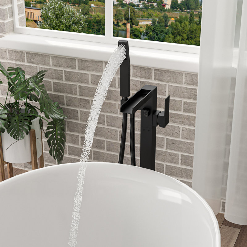 Relaxing Waterfall Flow Solid Brass Modern Bathroom Freestanding Tub Faucet