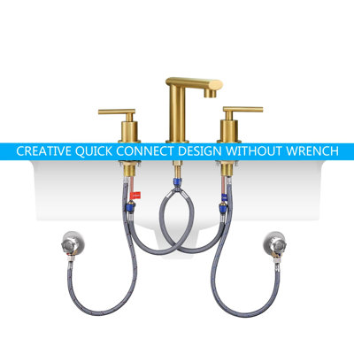 Brushed Gold 8 Inch Widespread Faucet For Bathroom - Easy Installation With Detailed Instructions Lavatory Faucet, To Scratches And Fading Double Handle