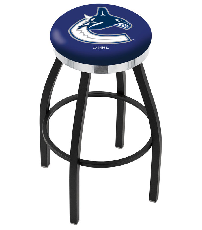 Tabouret de bar pivotant de 30 po NCAA, Chrome, Canucks de Vancouver