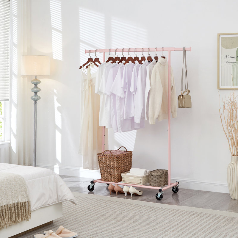 Clothes Rail Adjustable Height & Width, Pink