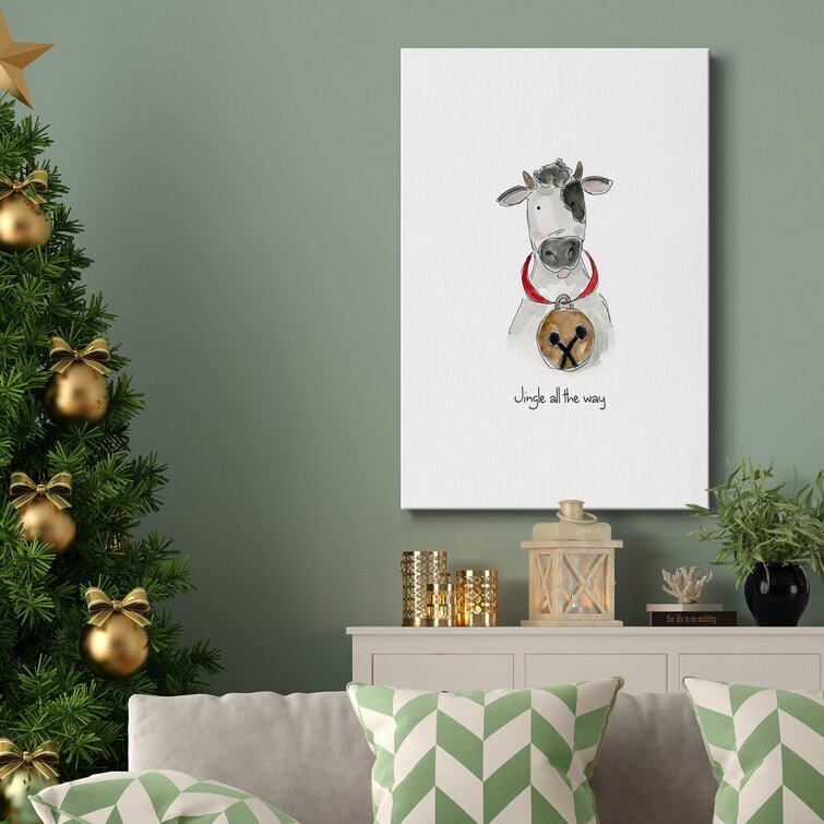 Trinx Farm Christmas Cow On Canvas Print 