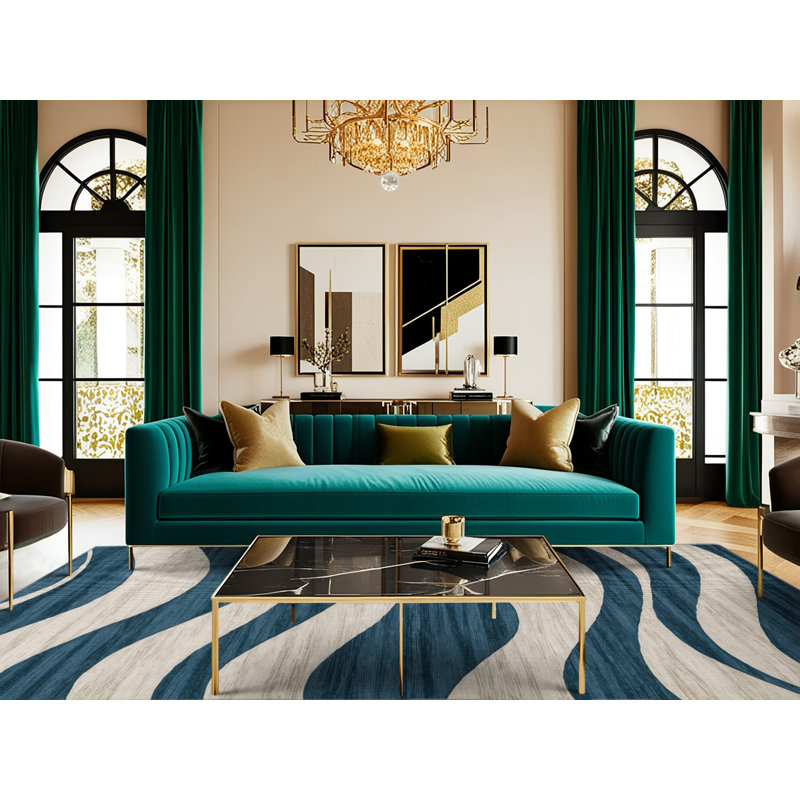  Tapis côtier lavable Wave Abstraction Elite, Rectangulaire 2 pi x 3 pi