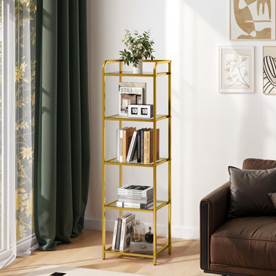 Slim Tempered Glass Bookshelf Shelving Unit