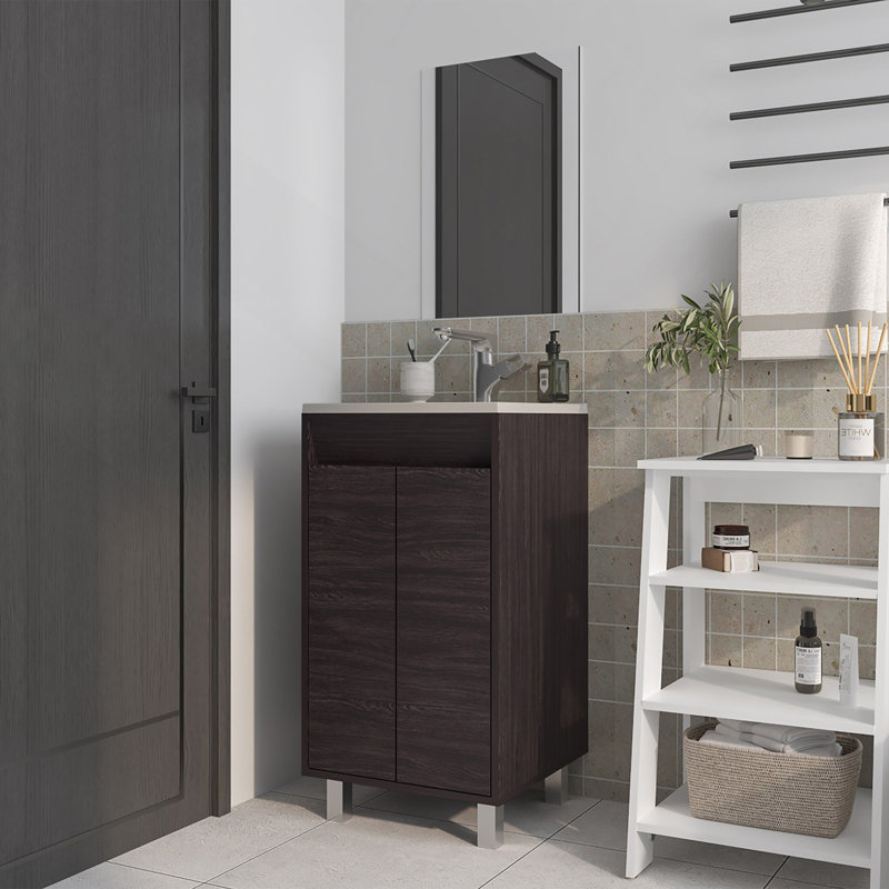Armoire de salle de bain avec 2 portes, Wengé