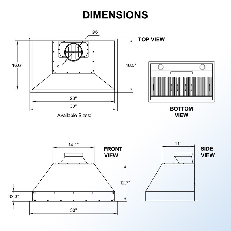 Hotte intégrée en acier inoxydable de 30 pouces, hotte de cuisine 1200 CFM, hotte de cuisine à contrôle de geste tactile à 8 vitesses avec 2 filtres à charbon et 2 lumières DEL