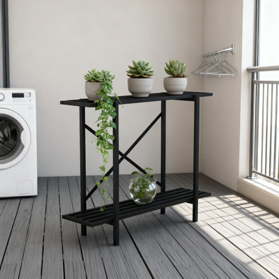2-Tier Heavy-Duty Plant Stand For Indoor And Outdoor Use, 440 Lbs Capacity, Space-Saving Narrow Design For Balcony, Garden, And Living Room by Latitude Run
